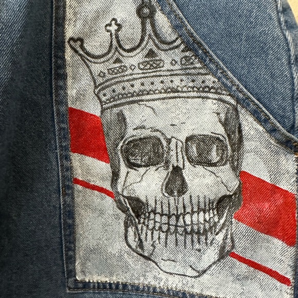 Hand painted denim skirt size 12 - Picture 2 of 4